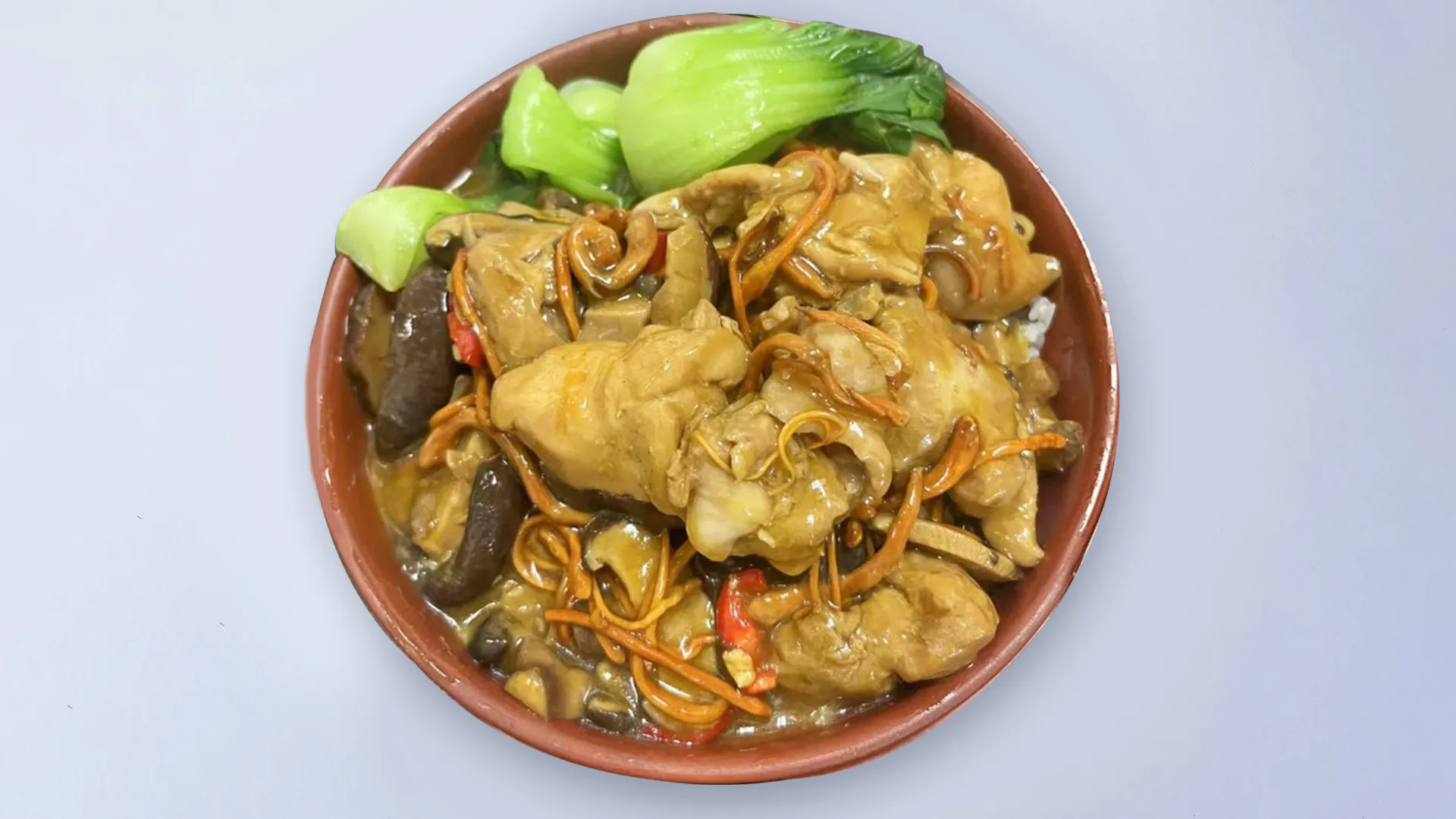 Cordyceps Flower & Mushroom Fried Chicken Rice at Spring Dumplings，a Chinese Restaurant in Rosemead